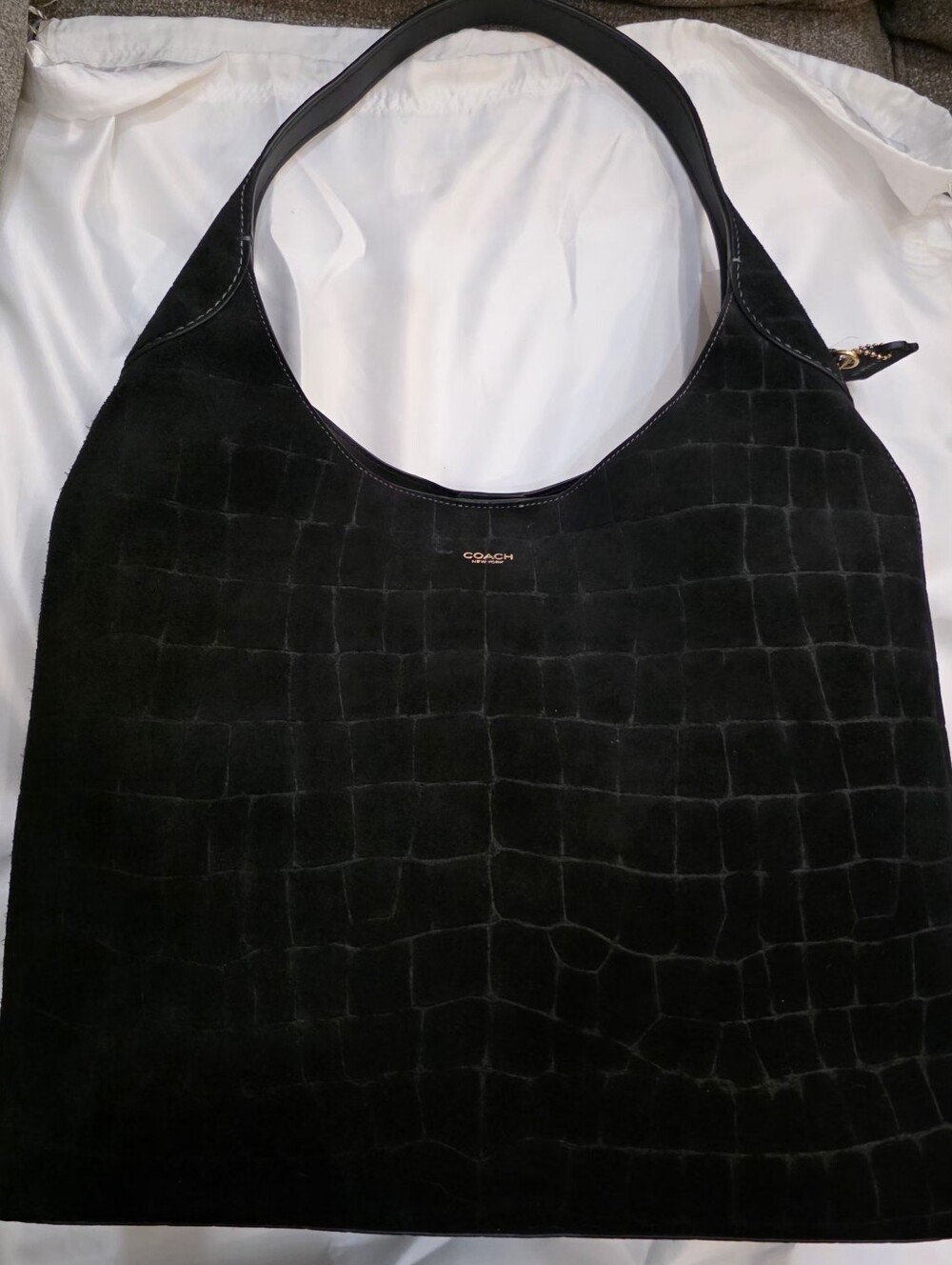 COACH Brooklyn Extra-Large Crocodile-Embossed Suede Shoulder Bag 39